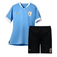 Uruguay Hjemme Trøje Børn VM 2022 Kortærmet (+ Korte bukser)